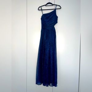 Blue Shimmer One Shoulder Dress